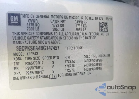 2011 Chevrolet Silverado 1500 Lt from USA, damaged, VIN 3GCPKSEA4BG147457